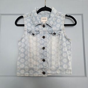 Cherokee Girls Daisy Denim Vest Size 10/12 – Y2K Retro Sleeveless Jean Jacket